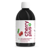 Cherry PLUS Sauerkirschsaft-Konzentrat, 500-ml-Flasche freigestellt vor weißem Hintergrund