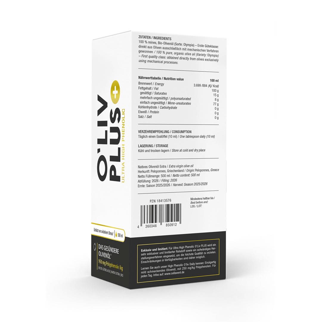 Ultra High Phenolic Olivenöl - O'Liv PLUS - Cellavent Healthcare