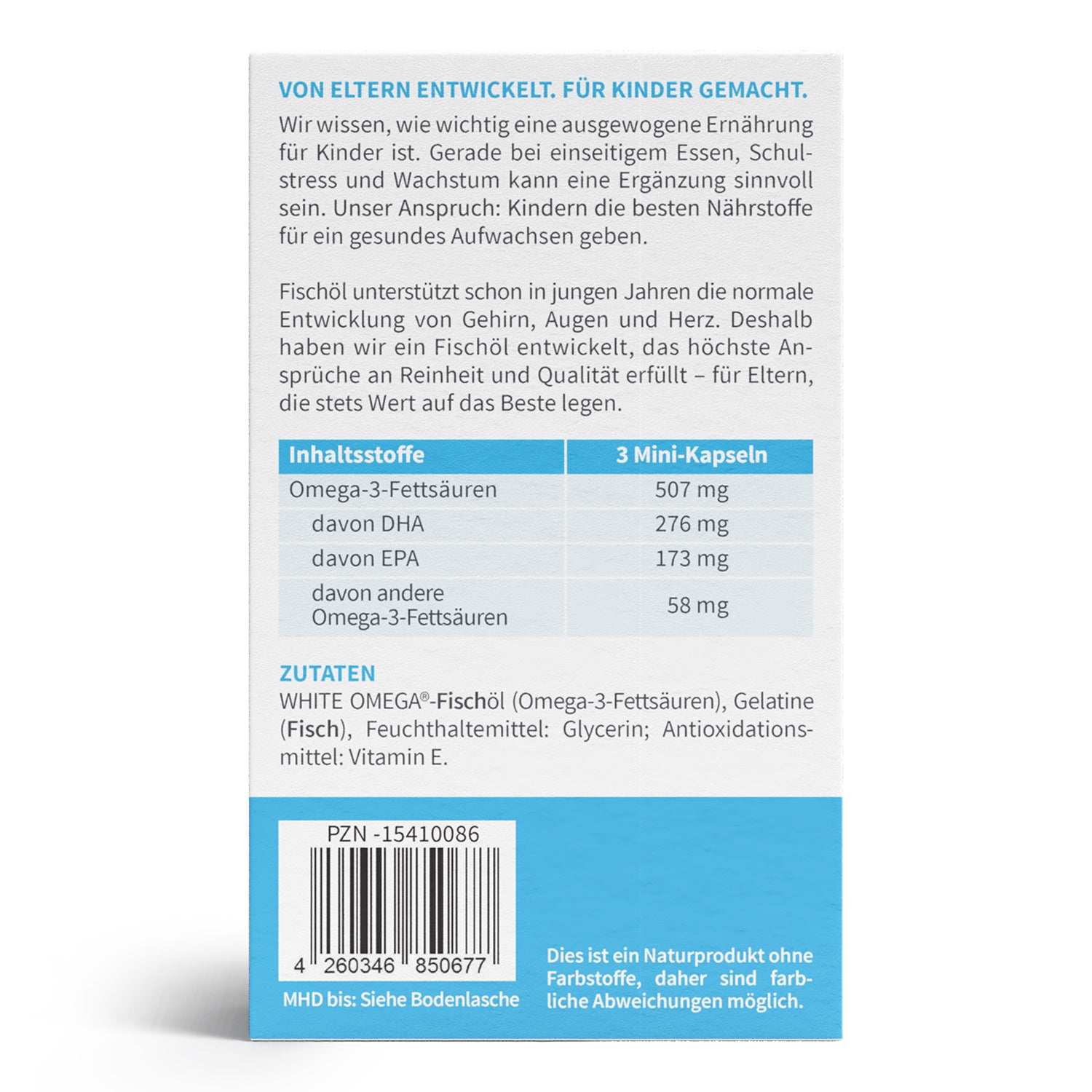 White Omega Kids Verpackung hinten