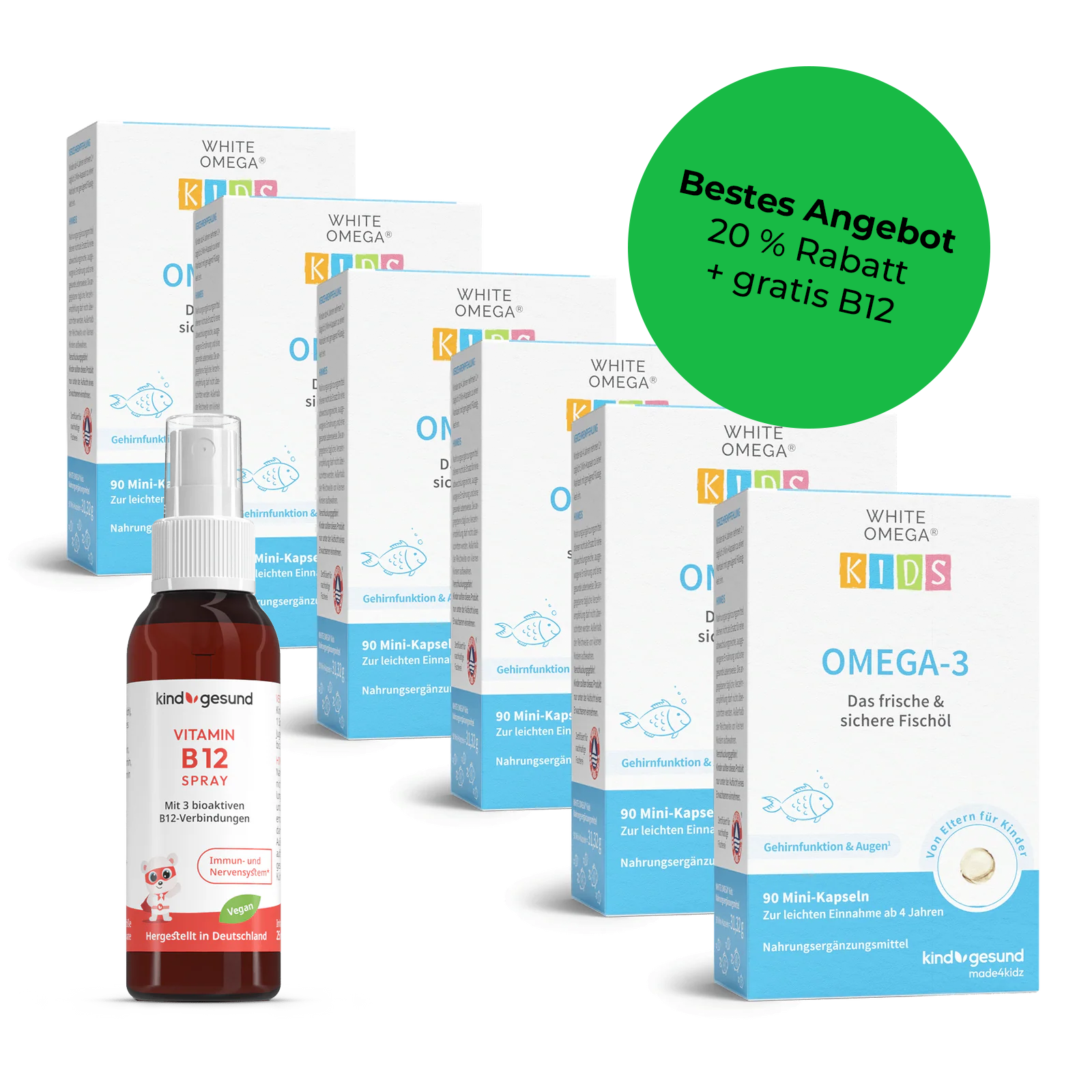 1 Monat Omega-3 für Kinder - WHITE OMEGA Kids (90 Kapseln)