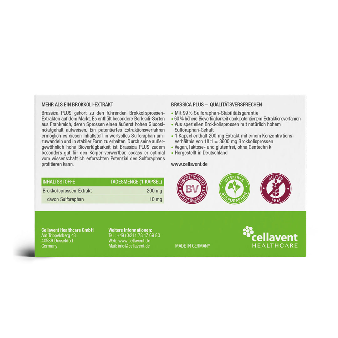 Sulforaphan Brokkoli Kapseln - Brassica PLUS - Cellavent Healthcare