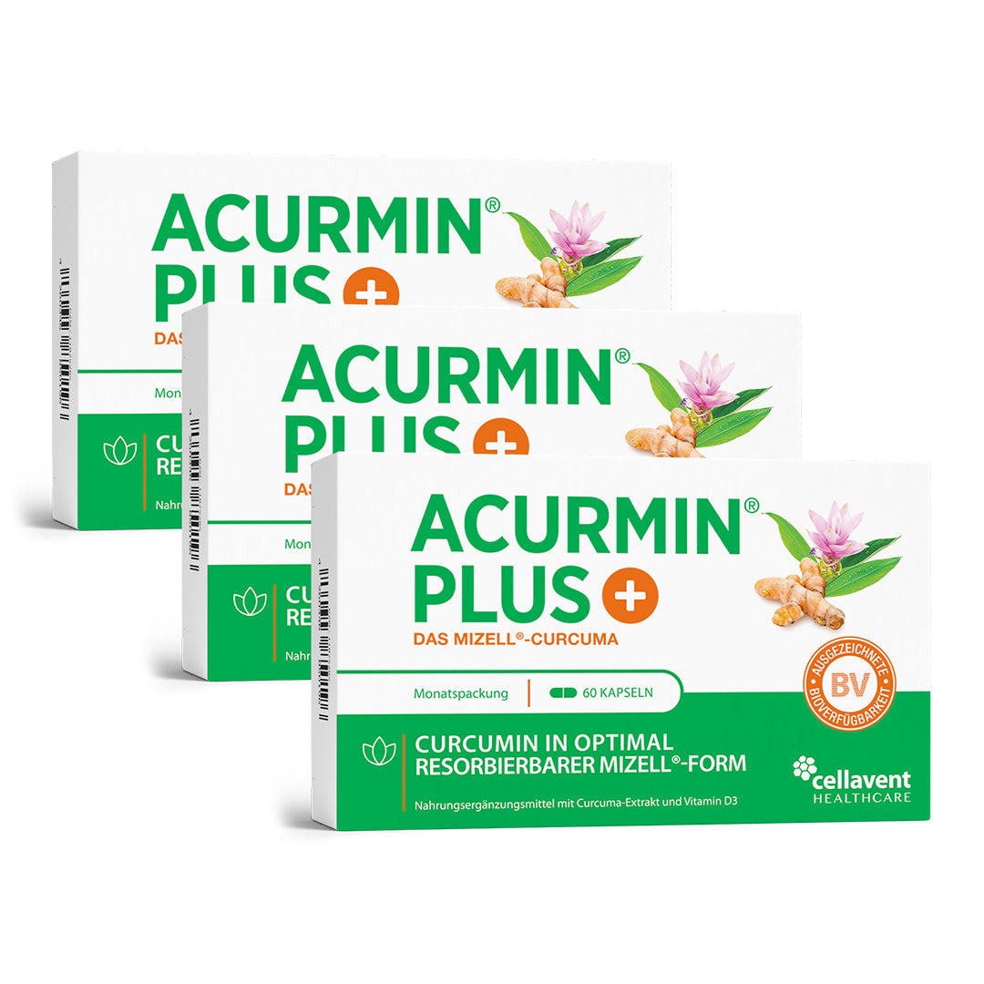 Mizell Kurkuma Kapseln Acurmin PLUS with enhanced absorption and Vitamin D3. 3er-Sparpaket