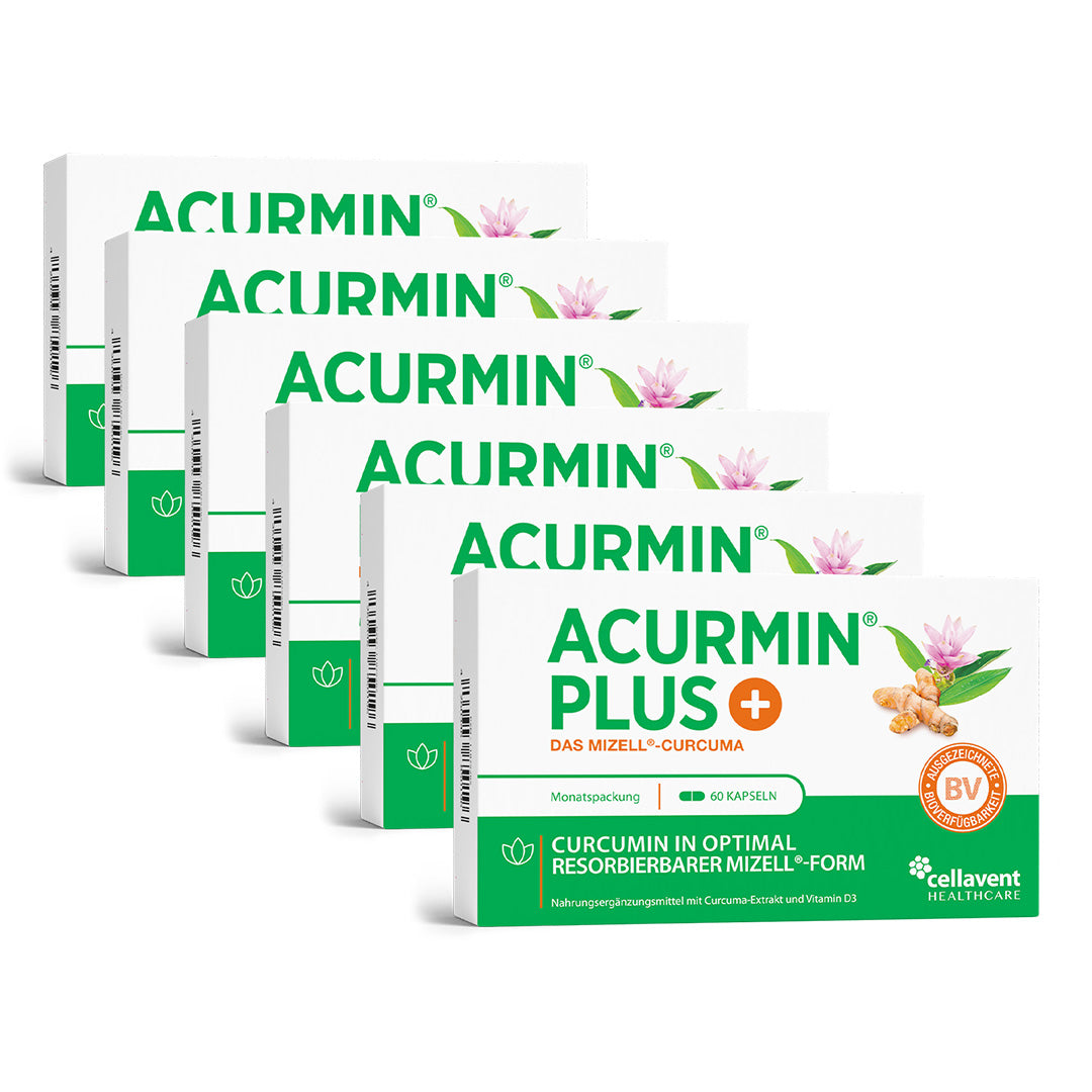 Mizell Kurkuma Kapseln Acurmin PLUS mit hoher Bioverfügbarkeit und Vitamin D3. 6er-Sparpaket