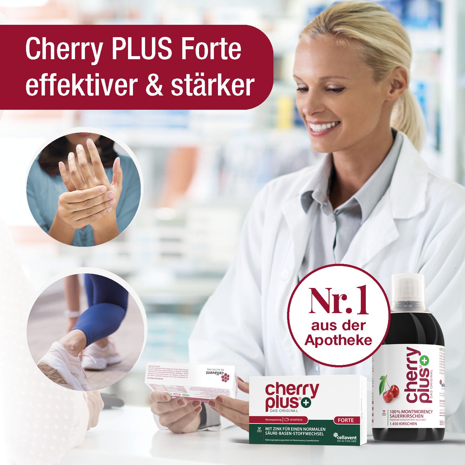 Cherry PLUS Forte Montmorency-Sauerkirschextrakt und Zink Kapseln, effektiv und stärker, Nr.1 aus der Apotheke, 75:1 Konzentration.'