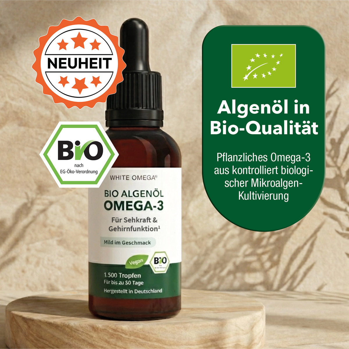 White Omega® Bio-Algenöl Tropfen