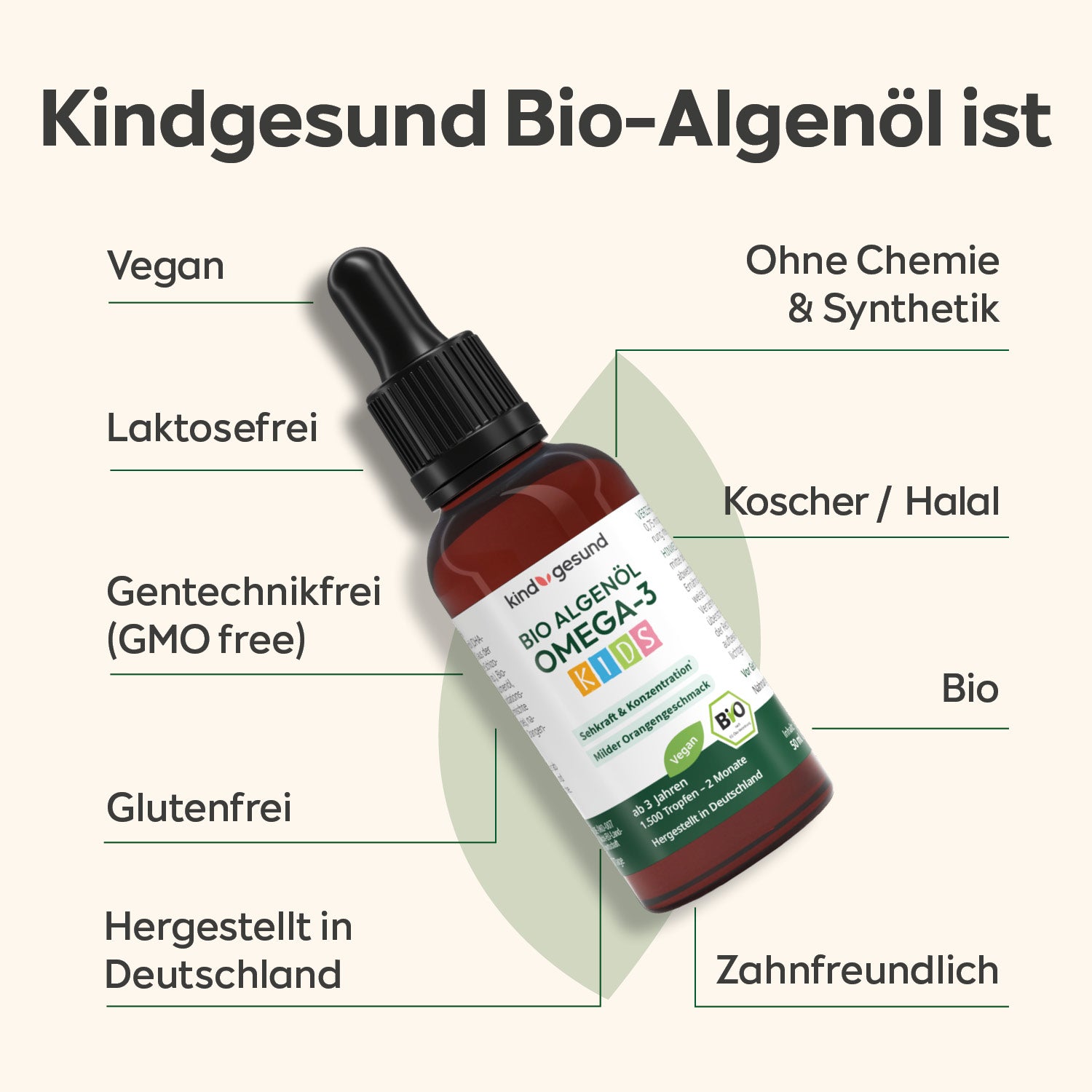 Bio Omega-3 Algenöl Tropfen für Kinder