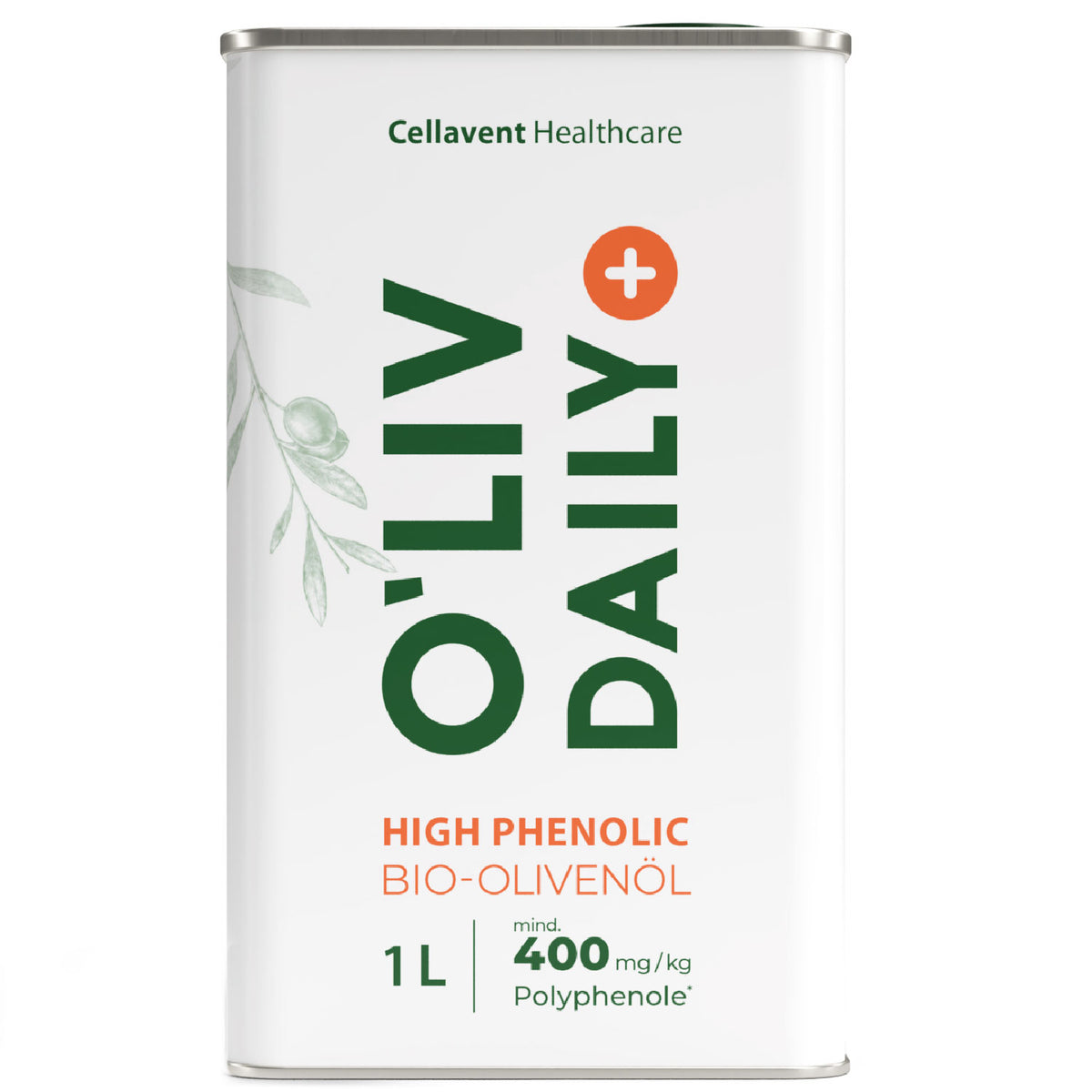 Weißblechkanister O'Liv Daily High Phenolic Bio-Olivenöl mit 1 Liter Inhalt und mindestens 400 mg/kg Polyphenolen