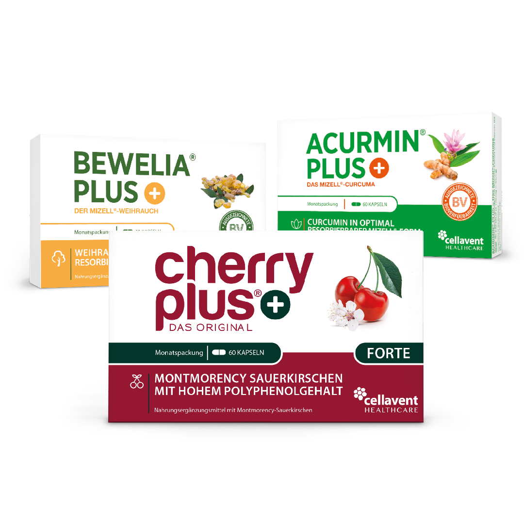 Freude an Bewegung - Bundle with Cherry PLUS Forte, Acurmin PLUS, Bewelia PLUS supplements.