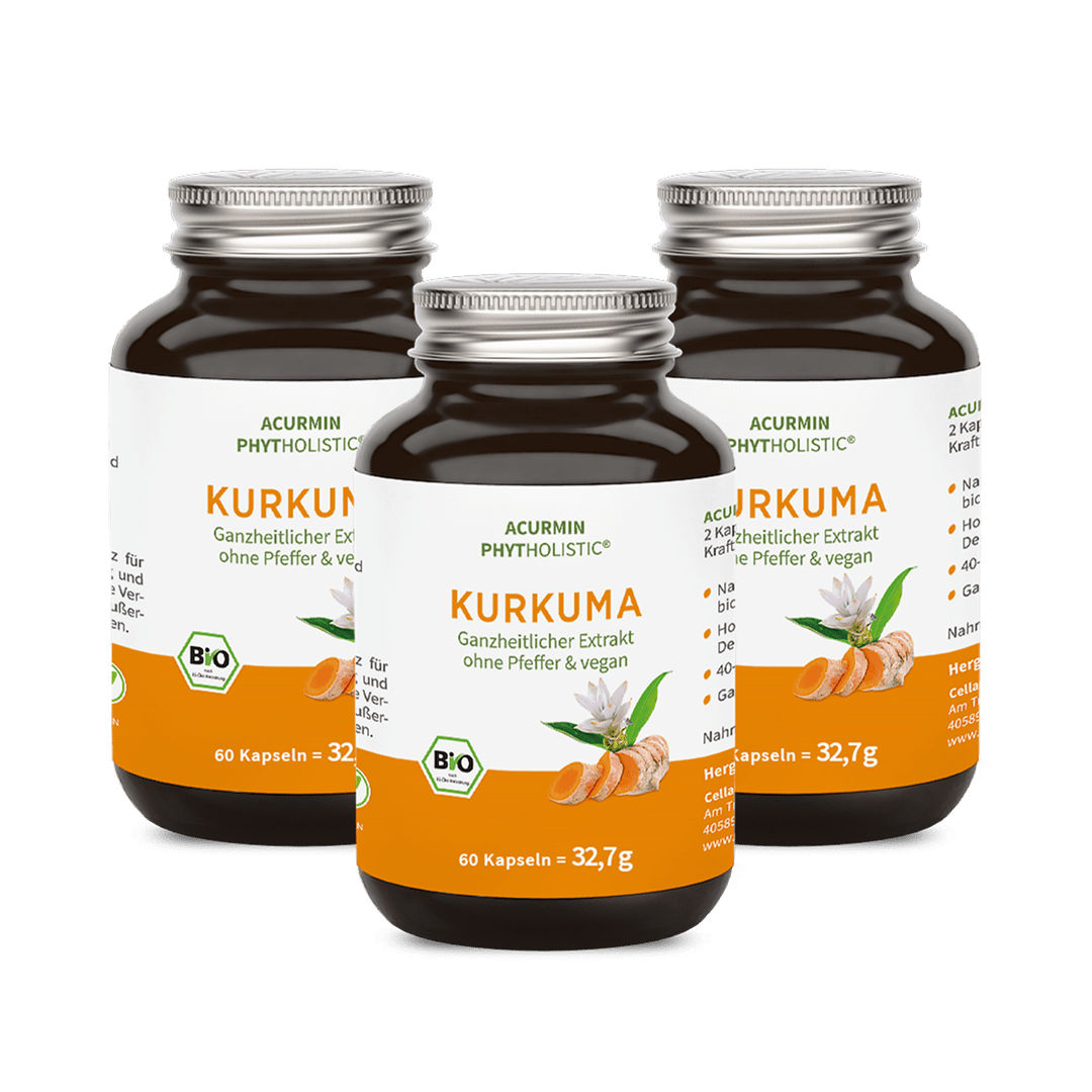 Bio - Kurkuma Kapseln ohne Pfeffer – Acurmin Phytholistic - Cellavent Healthcare