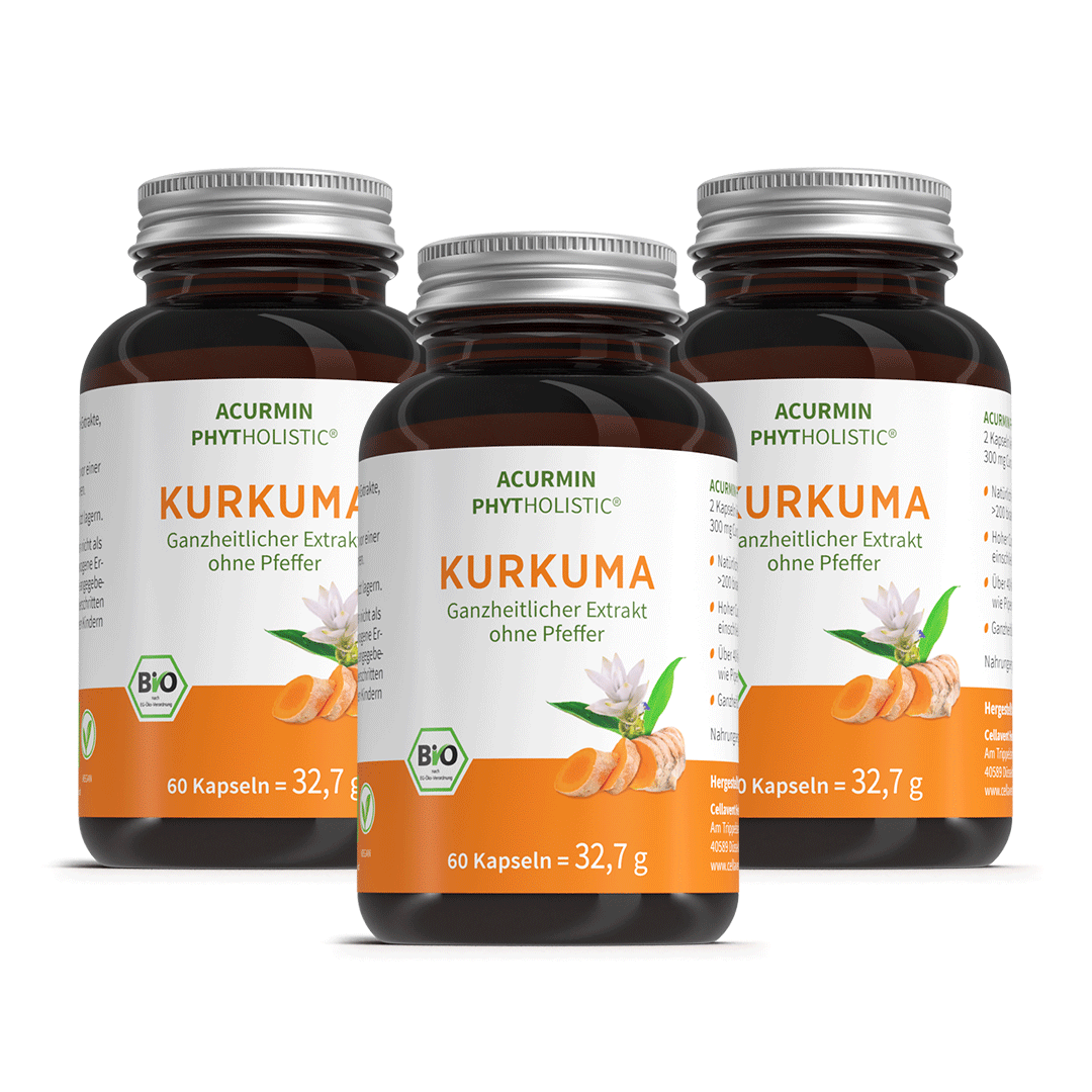 Bio Kurkuma Kapseln ohne Pfeffer – Acurmin Phytholistic - Cellavent Healthcare