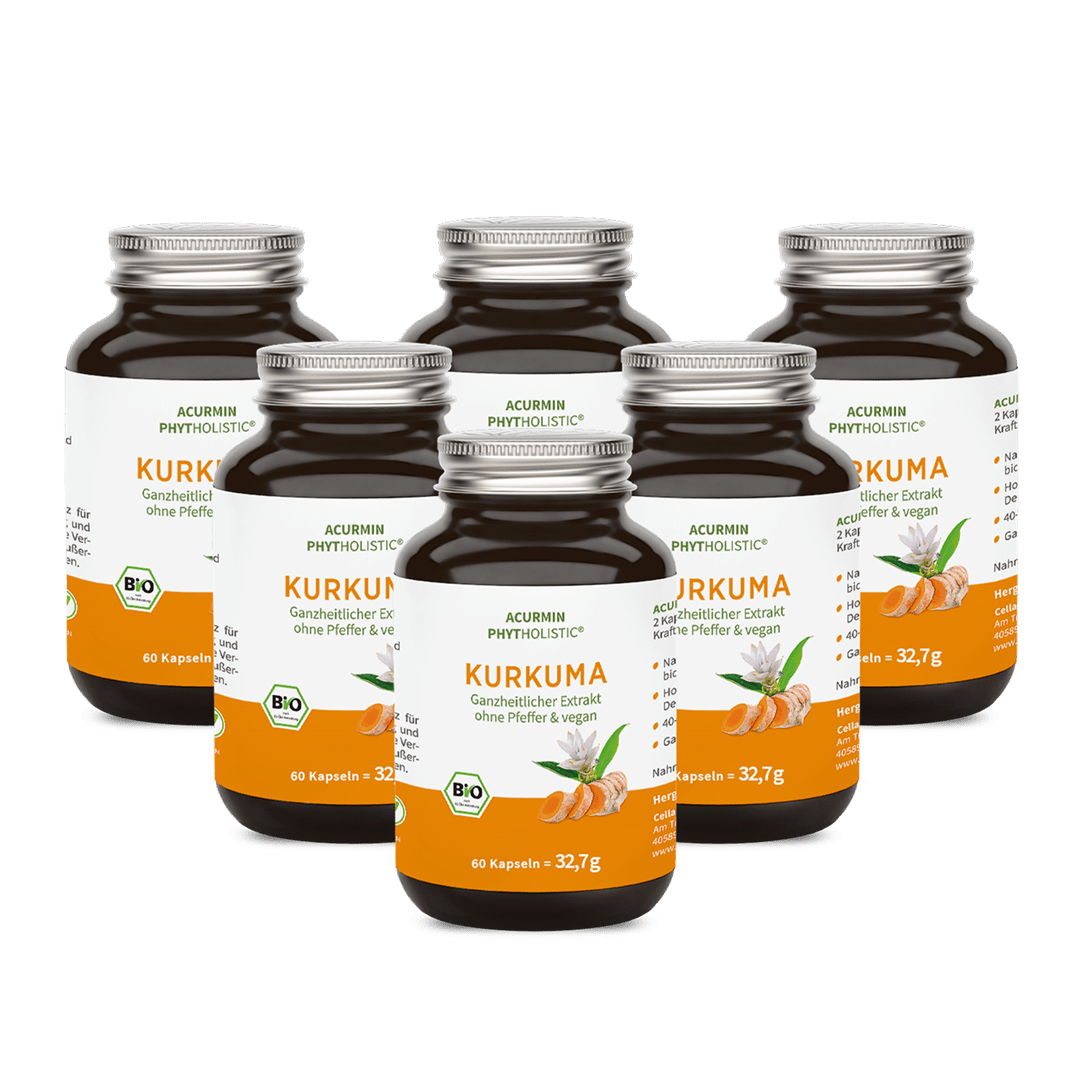 Bio - Kurkuma Kapseln ohne Pfeffer – Acurmin Phytholistic - Cellavent Healthcare
