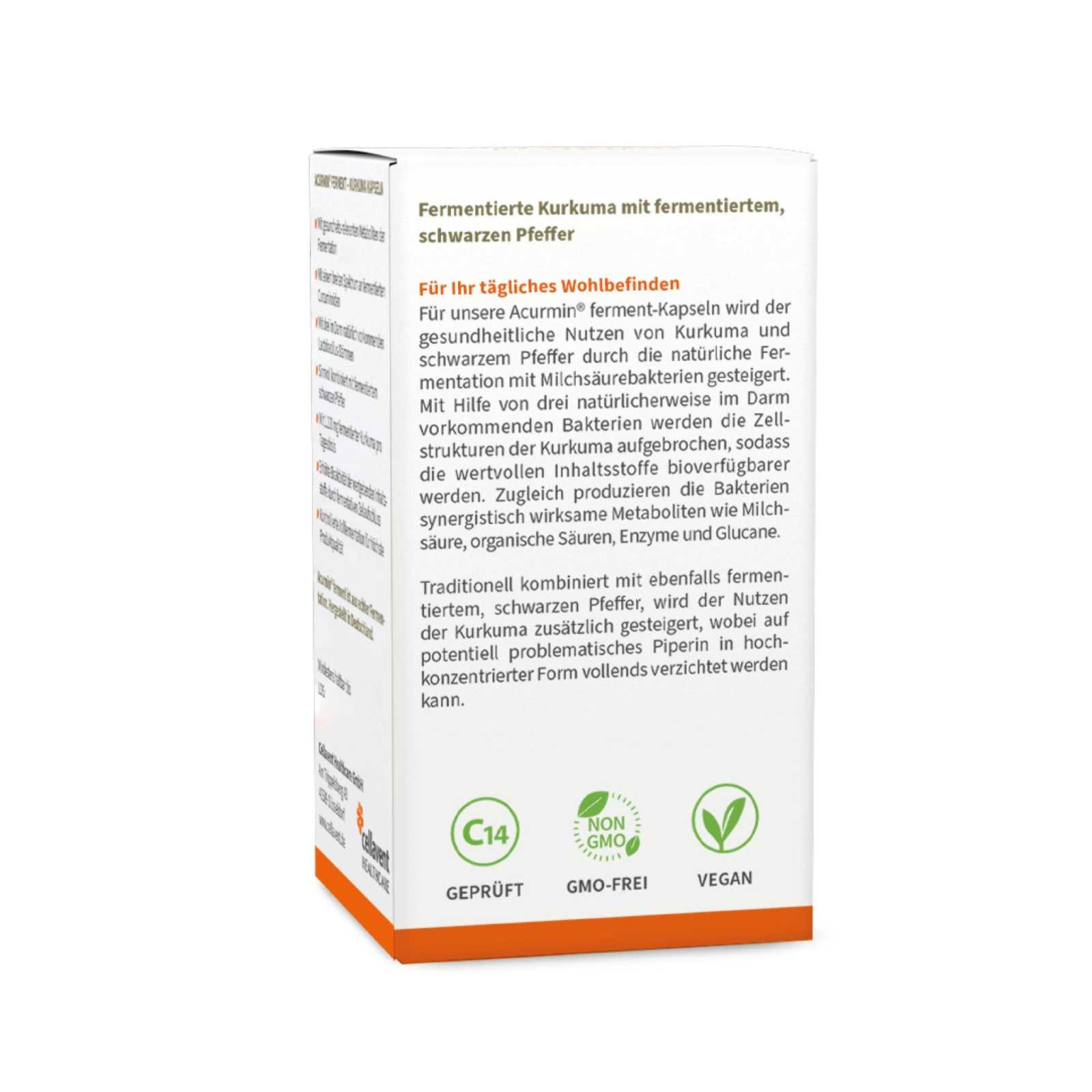 Bioaktive Kurkuma Kapseln – fermentiert & bio - zertifiziert – Acurmin ferment - Cellavent Healthcare
