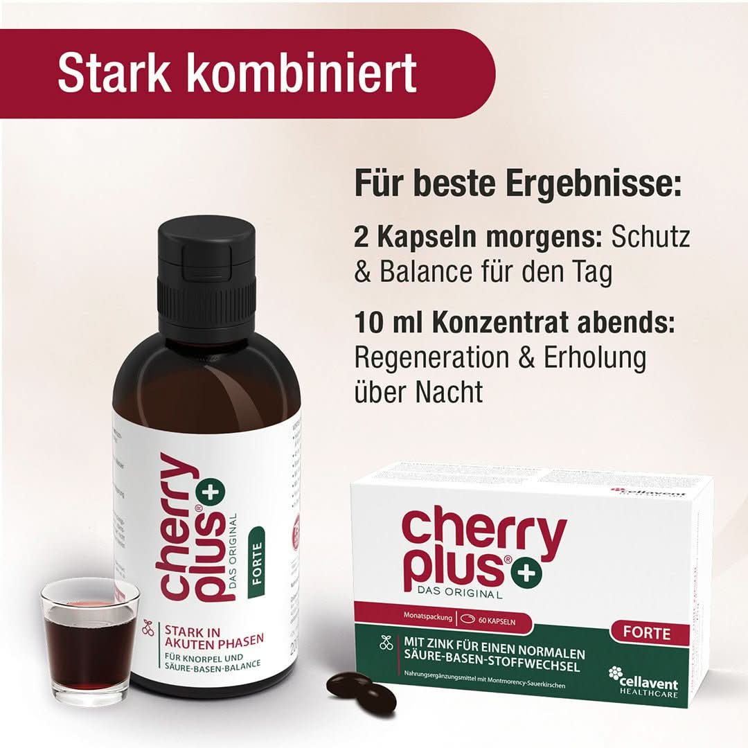 Cherry PLUS Forte Konzentrat - Hochkonzentriertes Sauerkirsch Konzentrat mit Vitamin C und Zink - Cellavent Healthcare