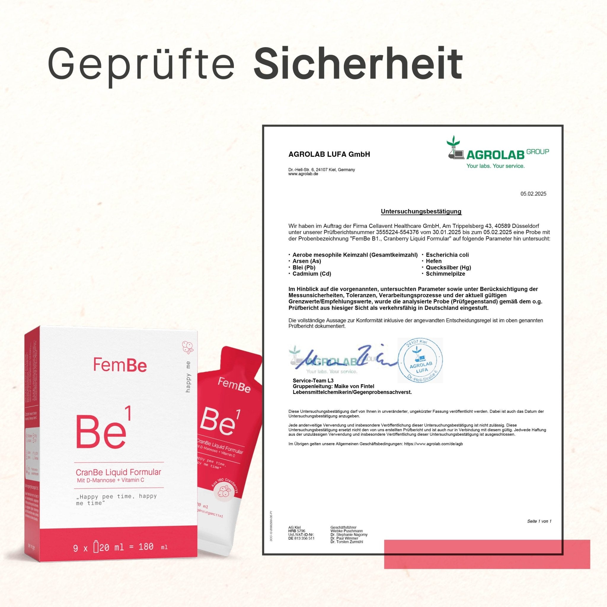Cranberry Saft Konzentrat mit D - Mannose + Vitamin C Sachets - Be1 FemBe - Cellavent Healthcare
