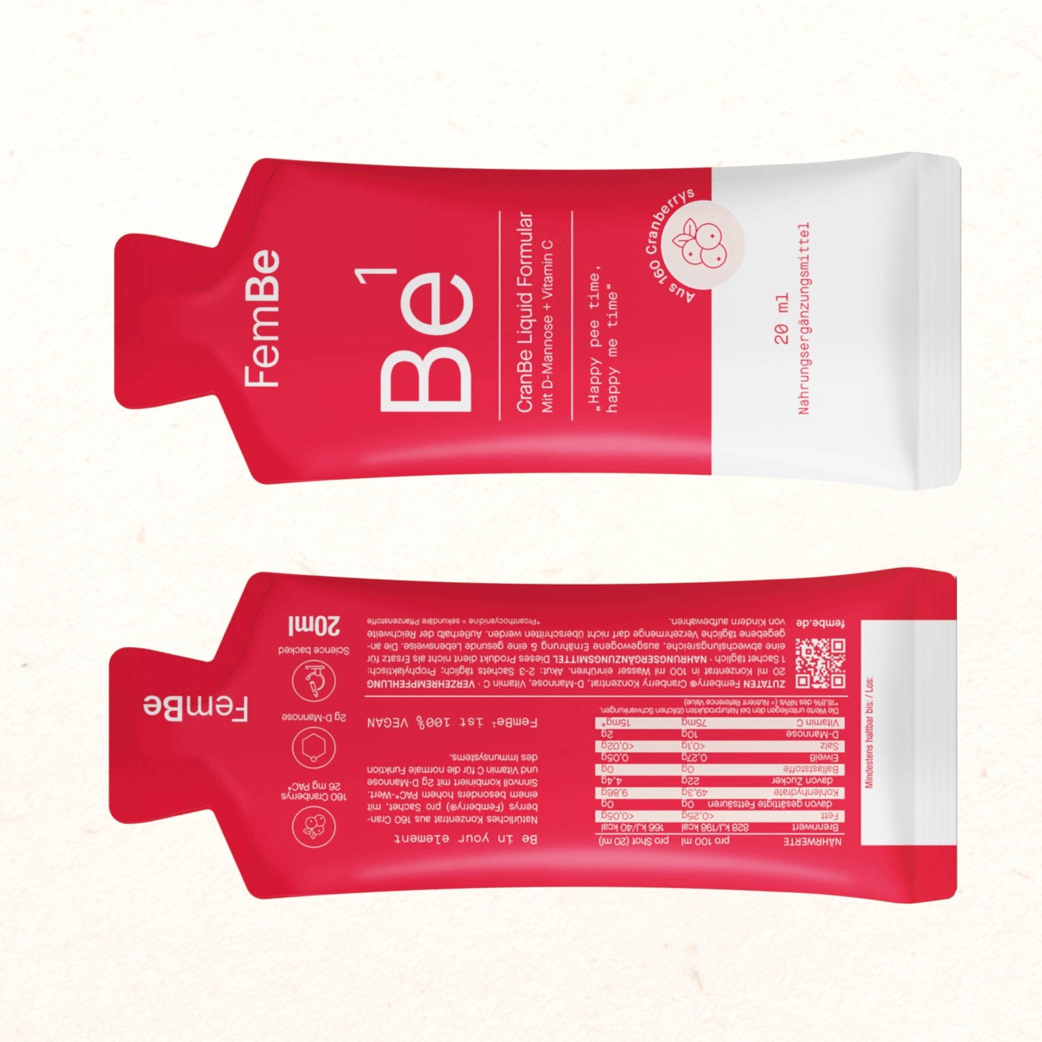 Cranberry Saft Konzentrat mit D - Mannose + Vitamin C Sachets - Be1 FemBe - Cellavent Healthcare