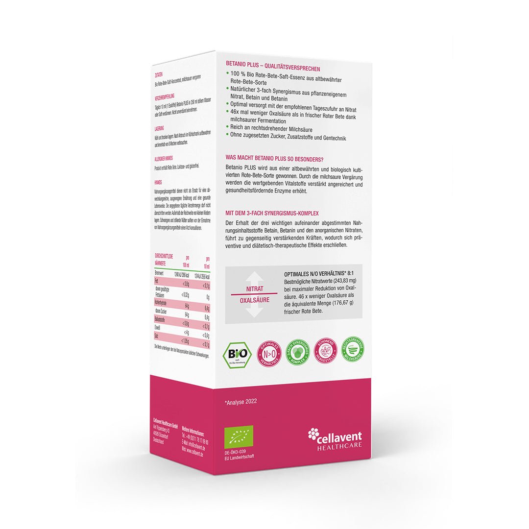 Das Bio Rote - Bete - Konzentrat - Betanio PLUS - Cellavent Healthcare