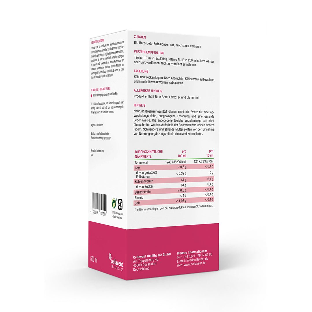 Das Bio Rote - Bete - Konzentrat - Betanio PLUS - Cellavent Healthcare