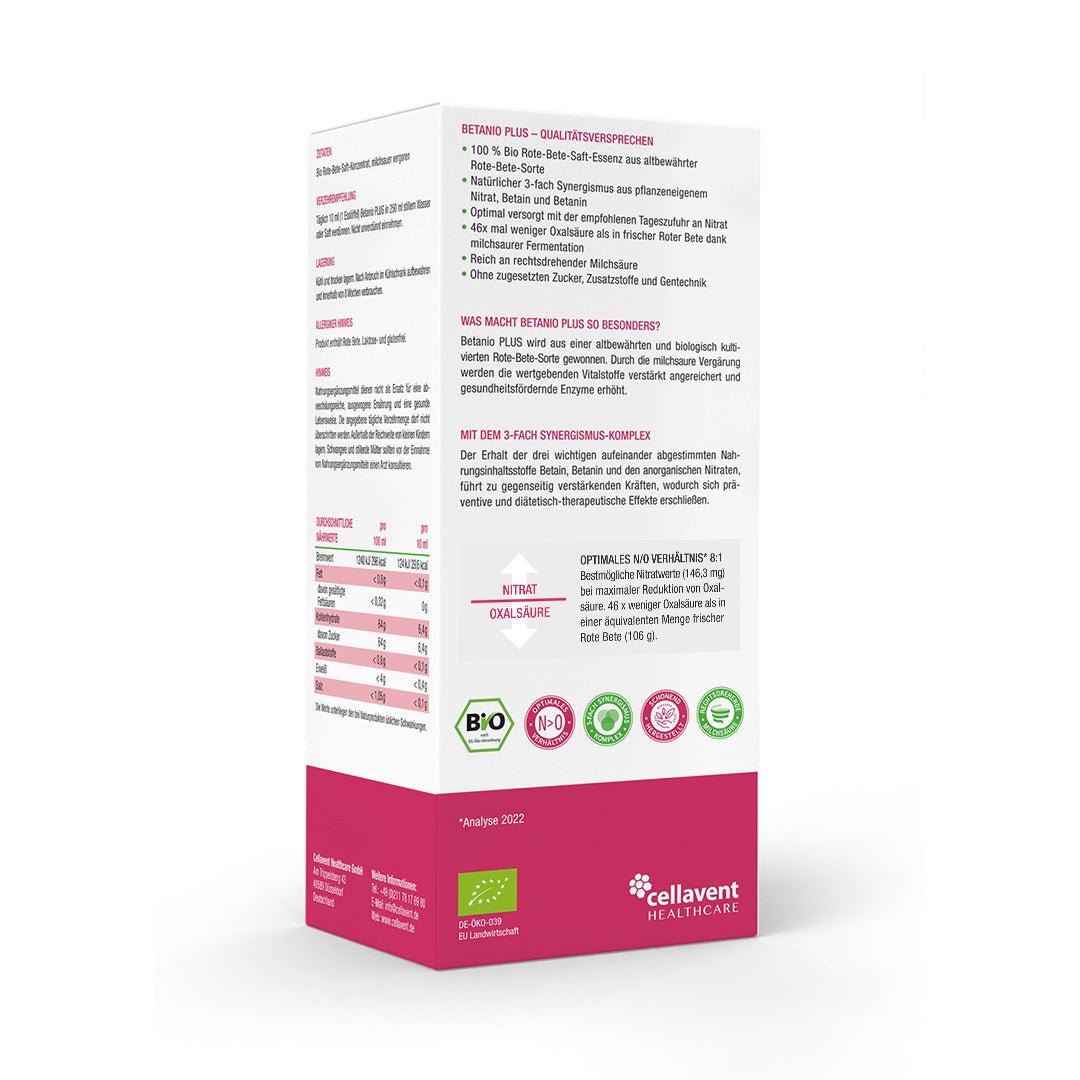 Das Bio Rote - Bete - Konzentrat - Betanio PLUS - Cellavent Healthcare