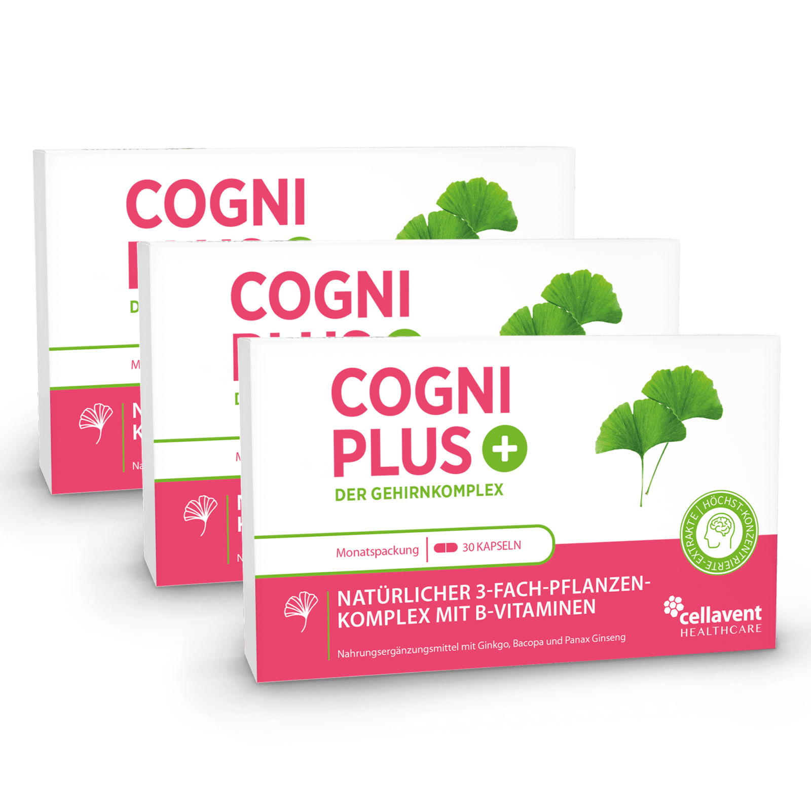 Ginkgo Kapseln mit Bacopa & Ginseng – Cogni PLUS - Cellavent Healthcare