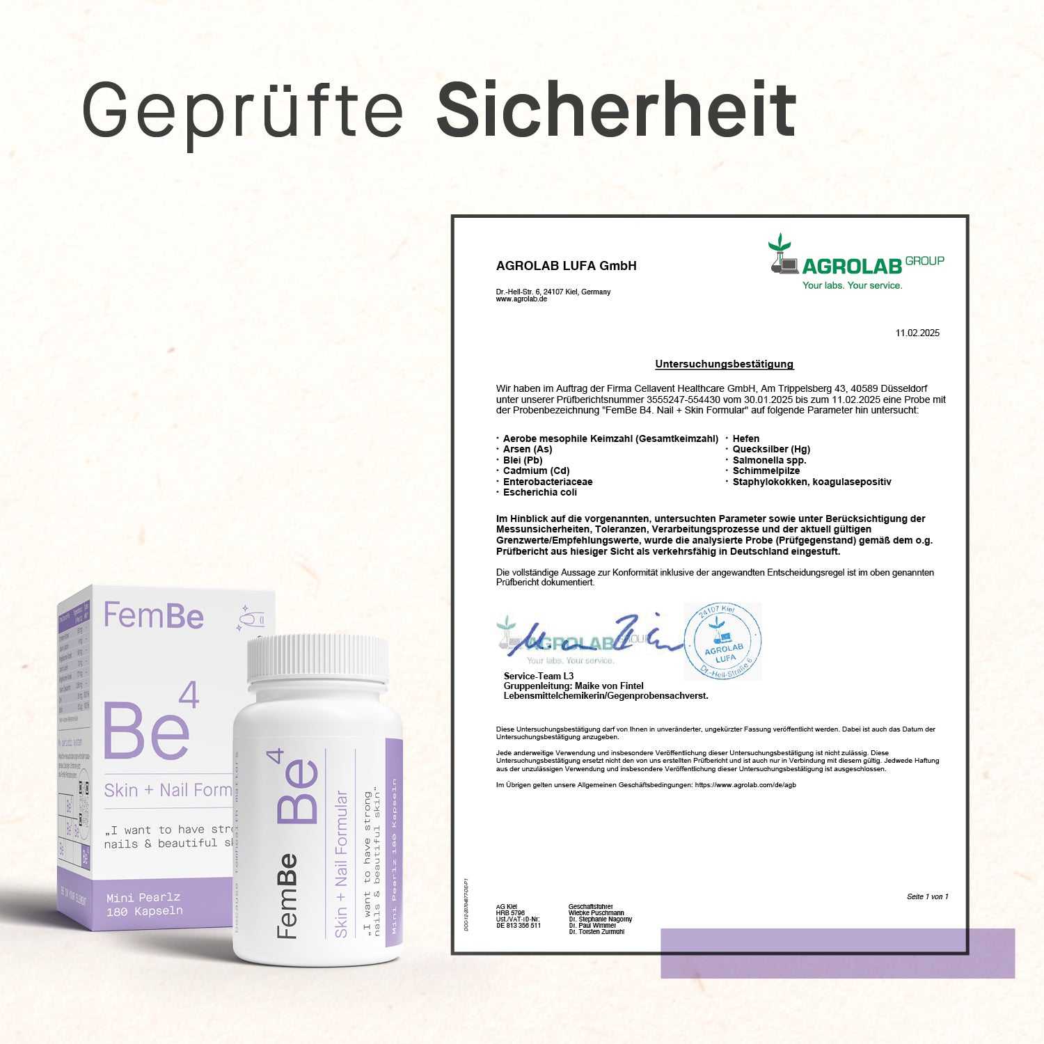 Haut & Nägel Kapseln mit Biotin, Zink & Carotinoide - Be4 FemBe - Cellavent Healthcare