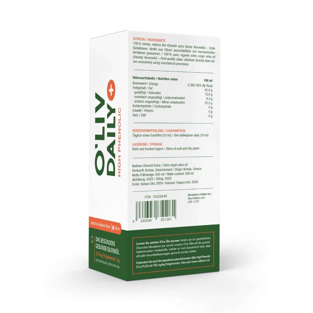 High Phenolic Olivenöl - O'Liv Daily - Cellavent Healthcare