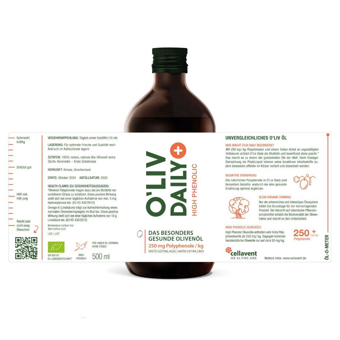 High Phenolic Olivenöl - O'Liv Daily - Cellavent Healthcare