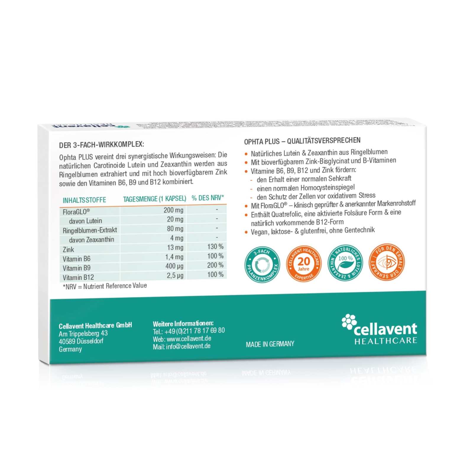 Lutein & Zeaxanthin Kapseln – Ophta PLUS Der Augenkomplex - Cellavent Healthcare