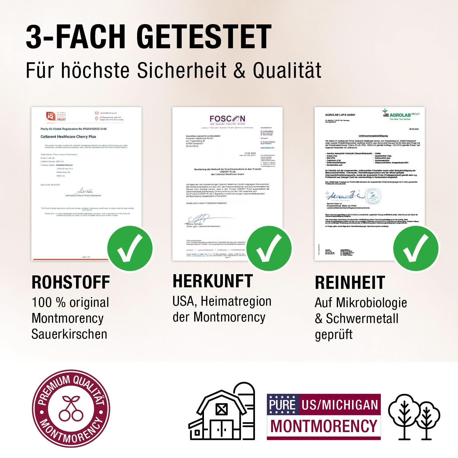 Montmorency Sauerkirsche Kapseln - Cherry PLUS - Cellavent Healthcare