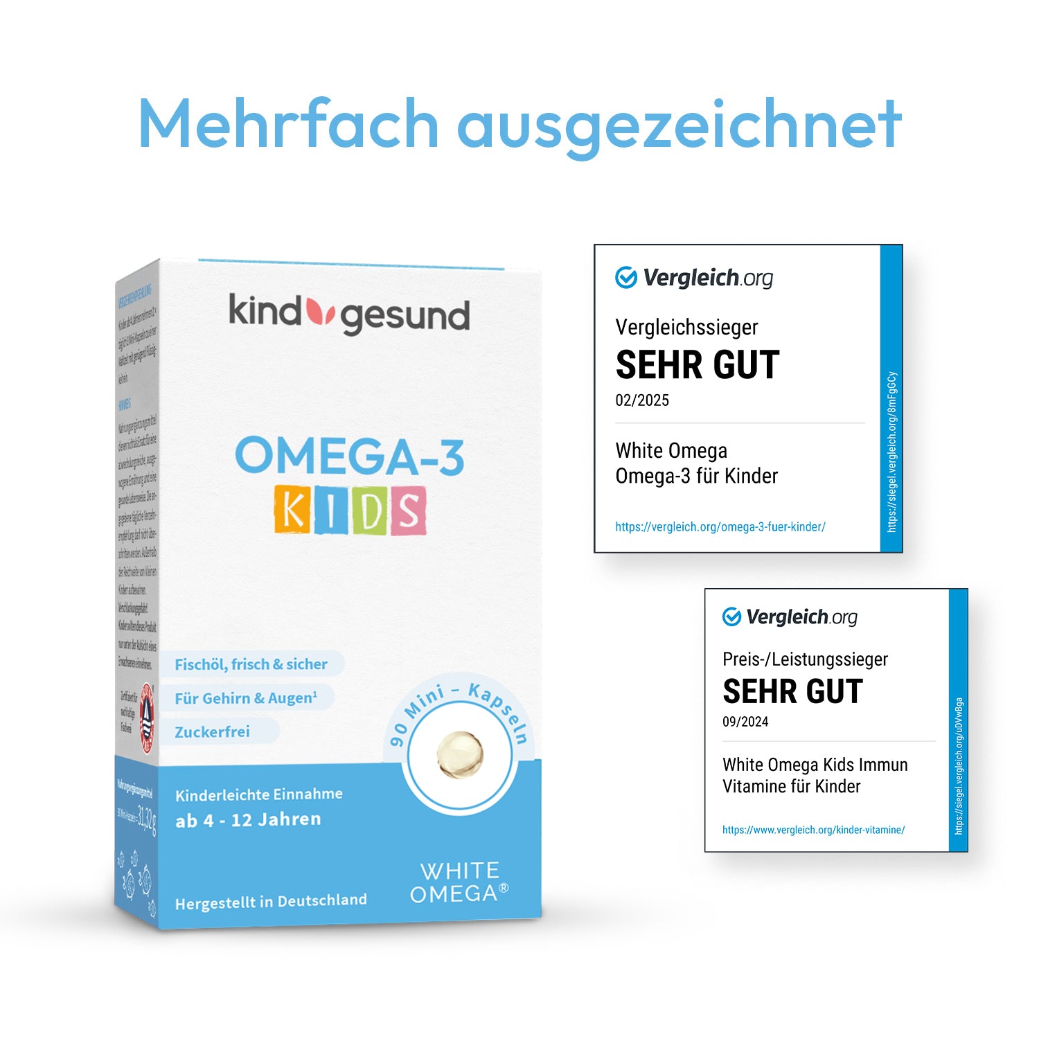 WHITE OMEGA Kids Omega-3 fish oil capsules - kindgesund