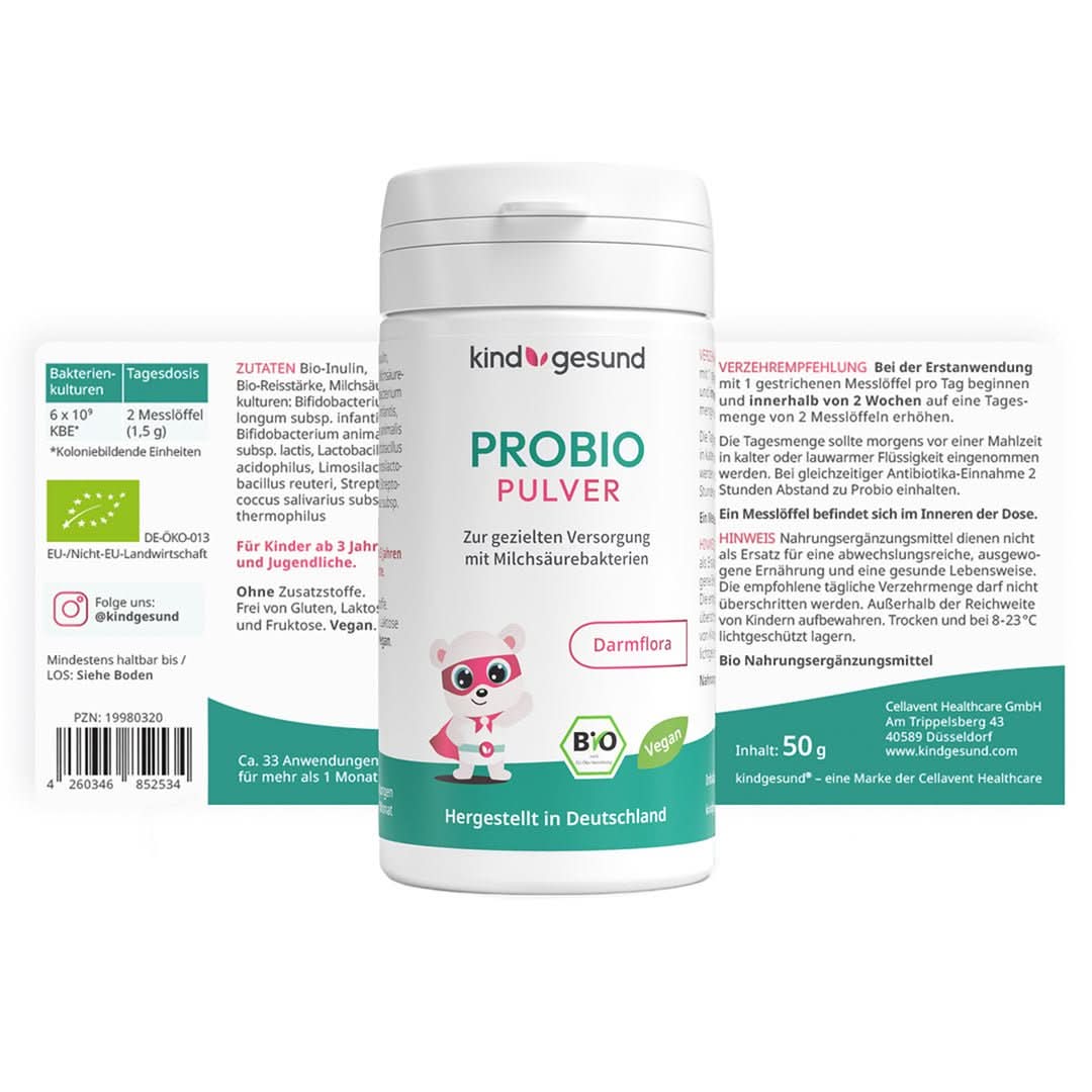 Probio Kids – Probiotisches Pulver für Kinder zur Unterstützung der Darmflora & Immunsystem - Cellavent Healthcare