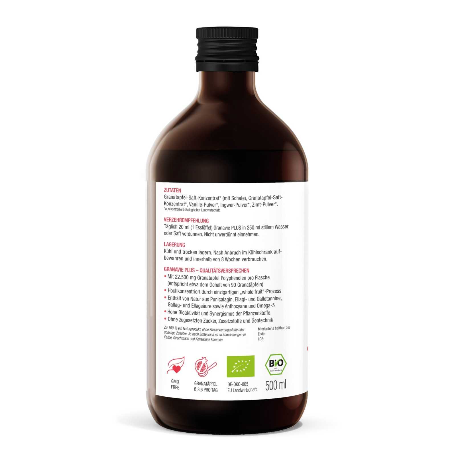 Sonderposten - Bio Granatapfelsaft Konzentrat - Granavie PLUS - Cellavent Healthcare