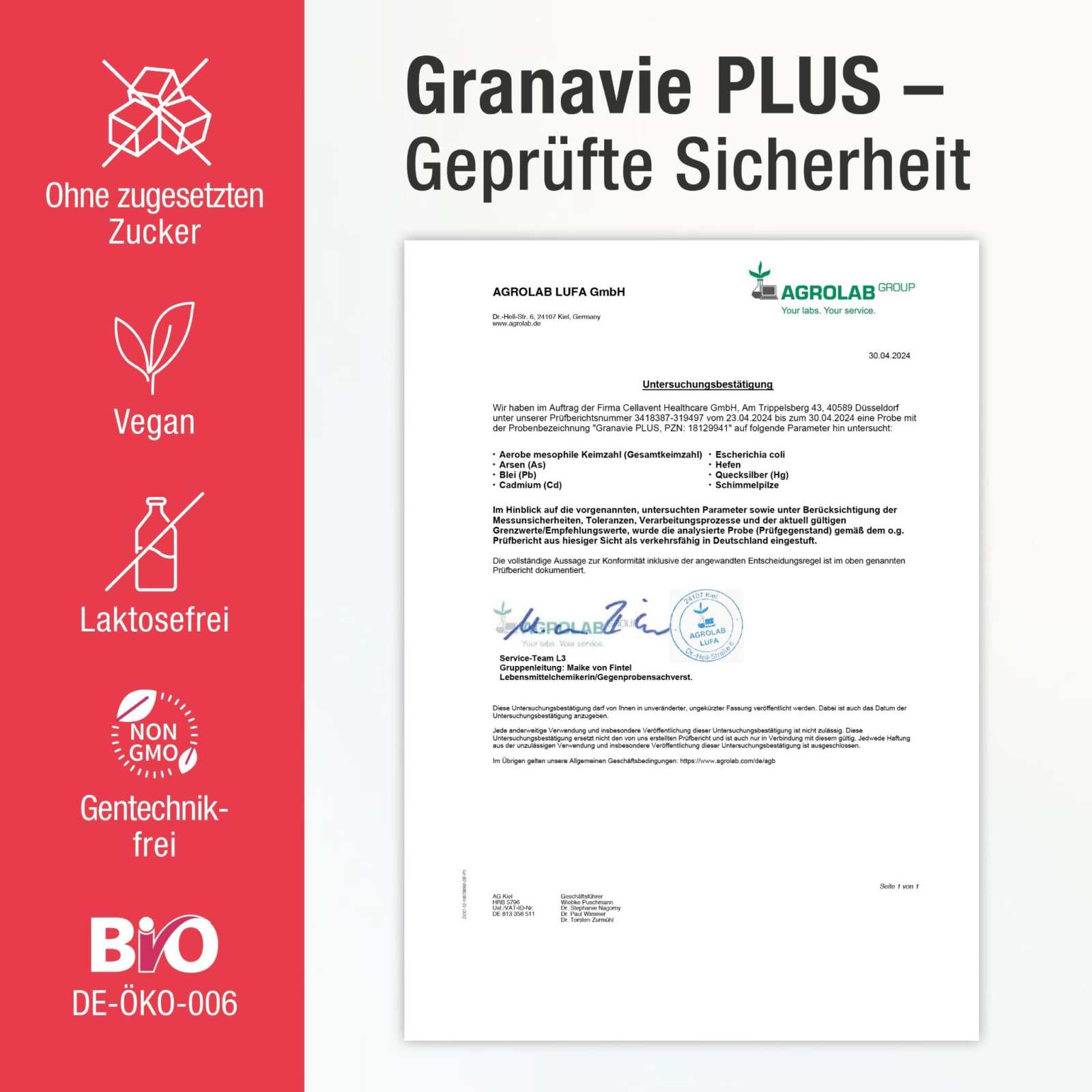 Sonderposten - Bio Granatapfelsaft Konzentrat - Granavie PLUS - Cellavent Healthcare