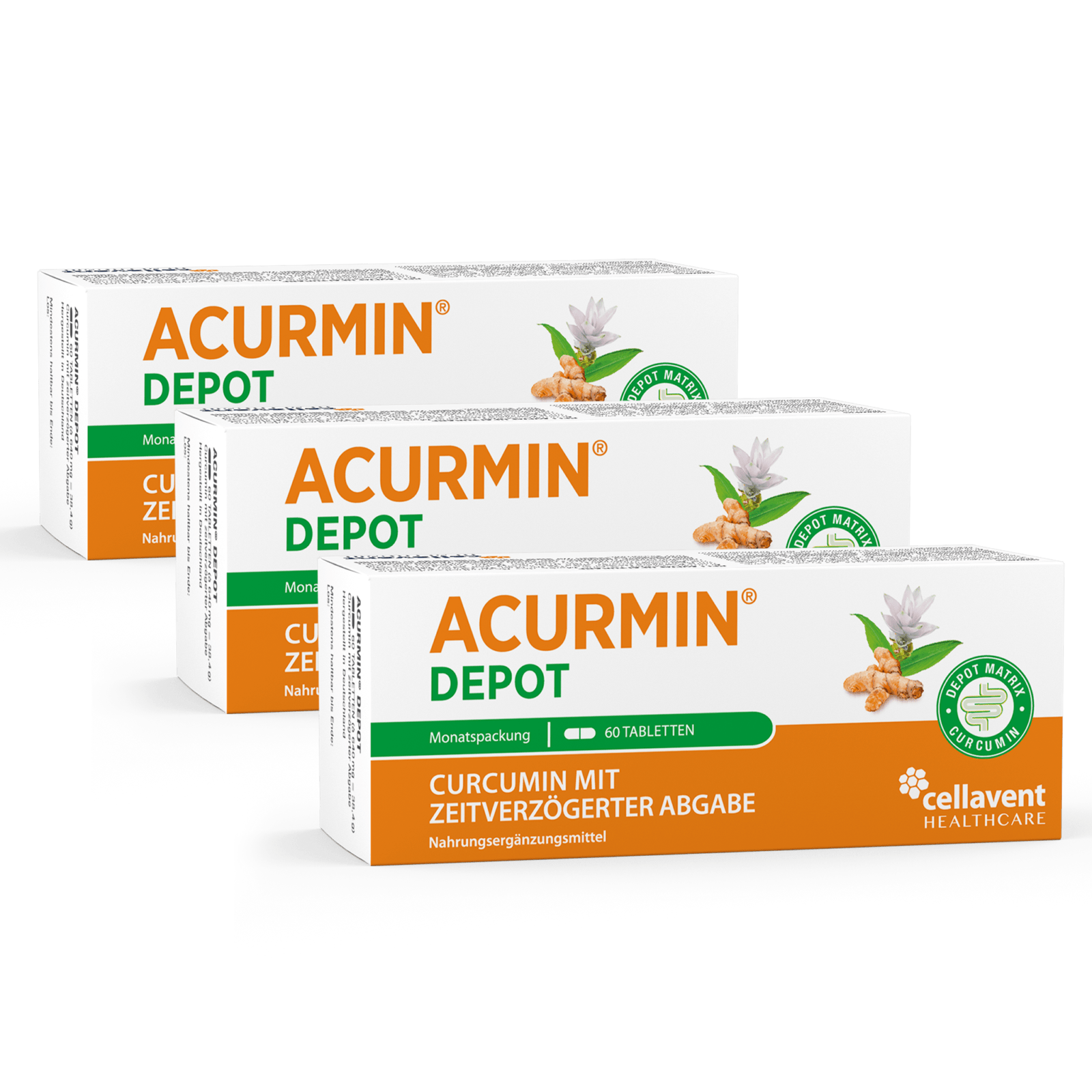 Sonderposten: Depot - Kurkuma Tabletten mit verzögerter Curcumin - Freisetzung – Acurmin DEPOT - Cellavent Healthcare