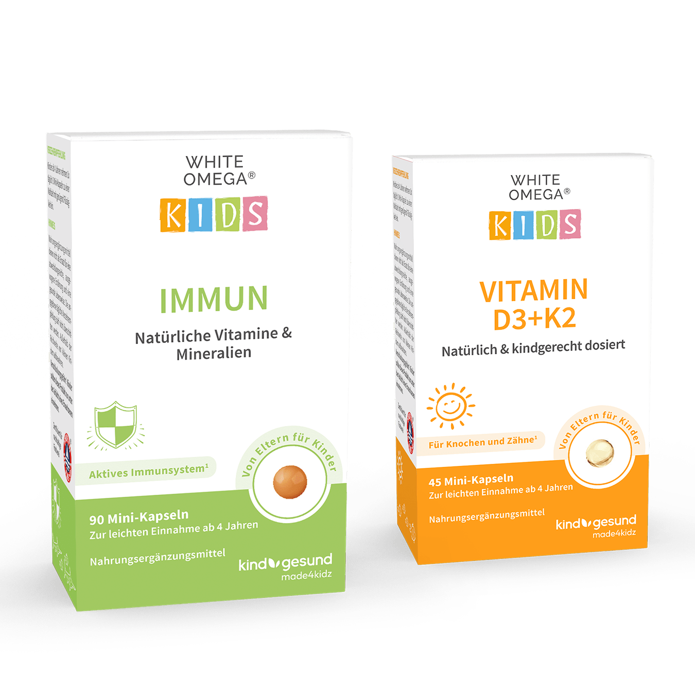 WHITE OMEGA Kids Bundle: Vitamin D3+K2 und Immun - Cellavent Healthcare