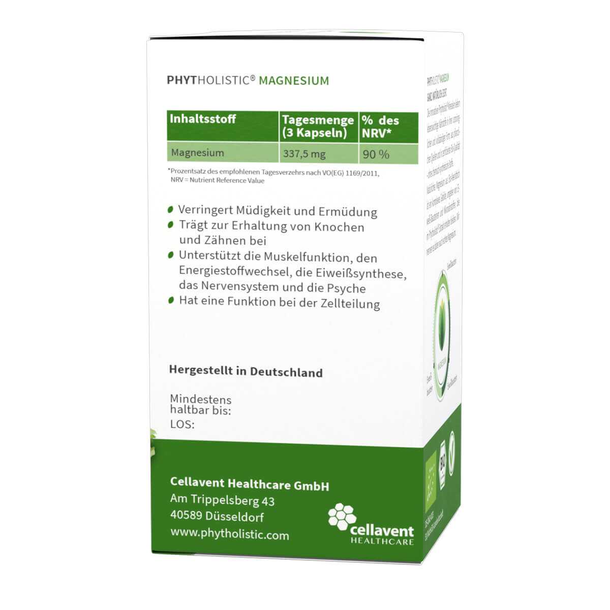 Bio Magnesium Tabletten - Phytholistic Magnesium - Cellavent Healthcare