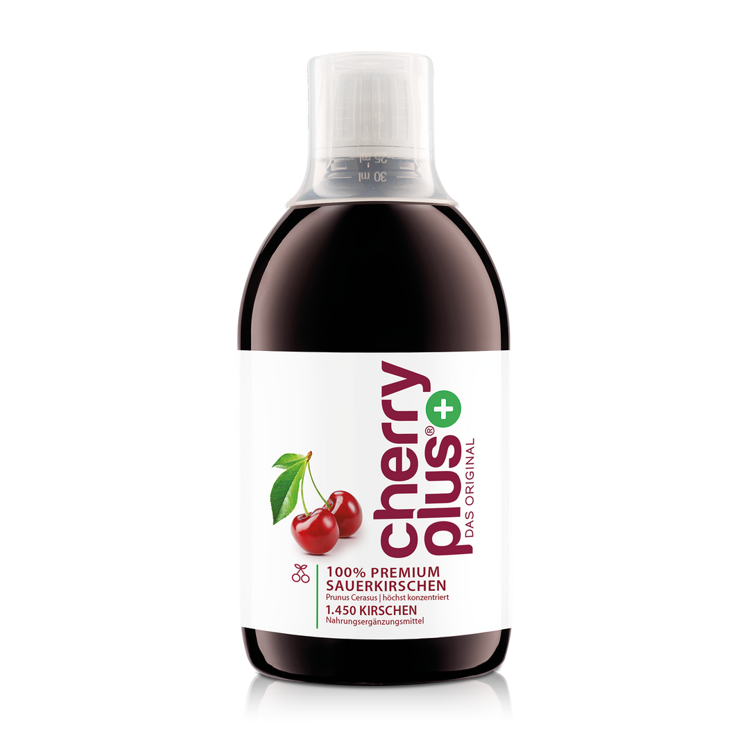 Vorderseite vom Cherry PLUS Montmorency-Sauerkirschkonzentrat 500 ml
