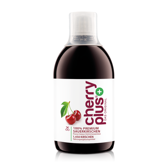 Vorderseite vom Cherry PLUS Montmorency-Sauerkirschkonzentrat 500 ml