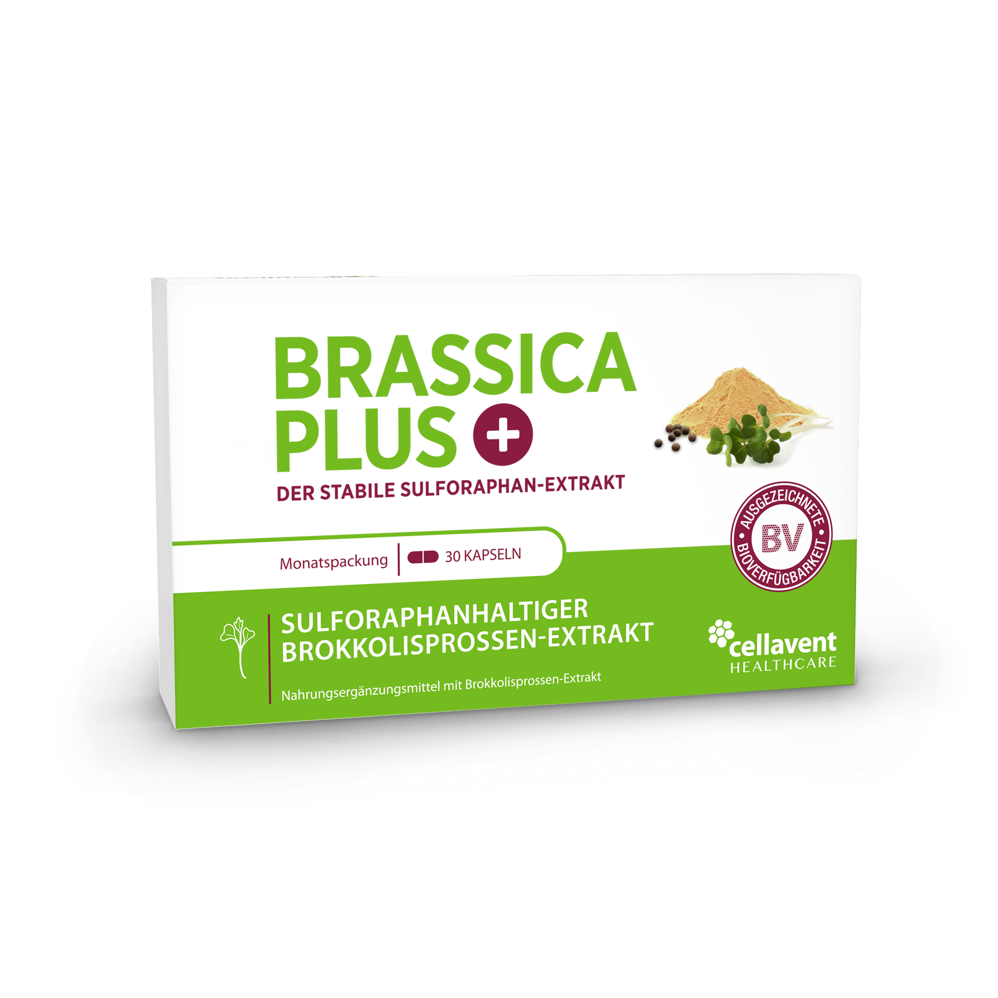 Vorderseite der Brassica PLUS Kapseln-Verpackung