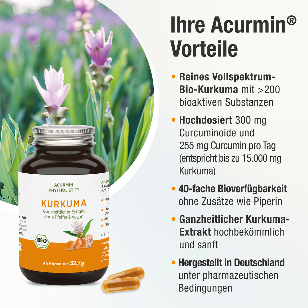 Vorteile von Acurmin Phytholistic mit Kurkumapflanze 