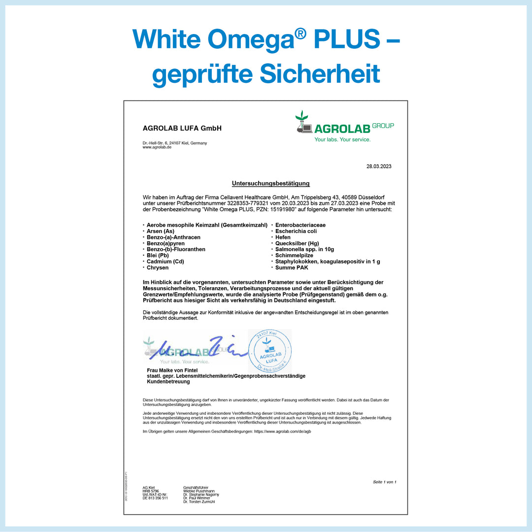 White-Omega-PLUS Labor-Untersuchungsbericht
