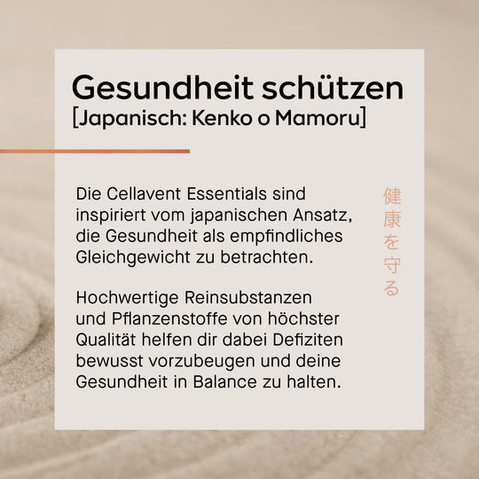 Text über japanischen Gesundheits-Ansatz auf warm-beigem Hintergrund