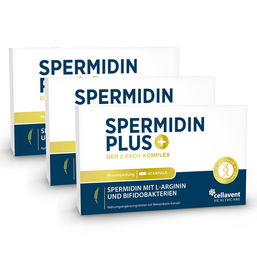 Spermidin PLUS 3er Produktverpackung Vorderseite