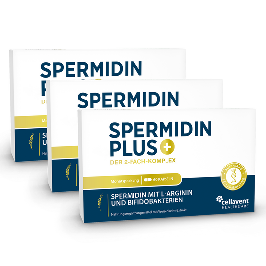 Spermidin PLUS 3er Produktverpackung Vorderseite