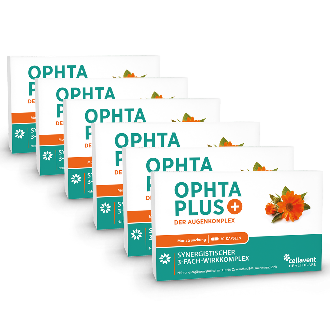 Ophta PLUS 6er-Pack - sechs mal Kapseln-Verpackung von vorne