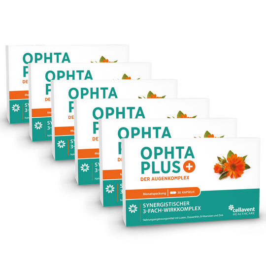 Ophta PLUS 6er-Pack - sechs mal Kapseln-Verpackung von vorne