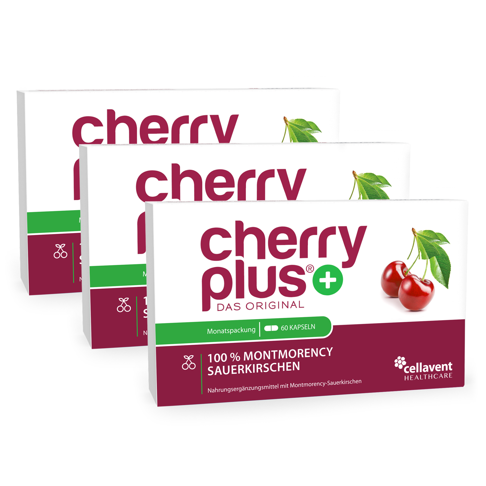 Cherry Plus Montmorency cherry supplement packaging.