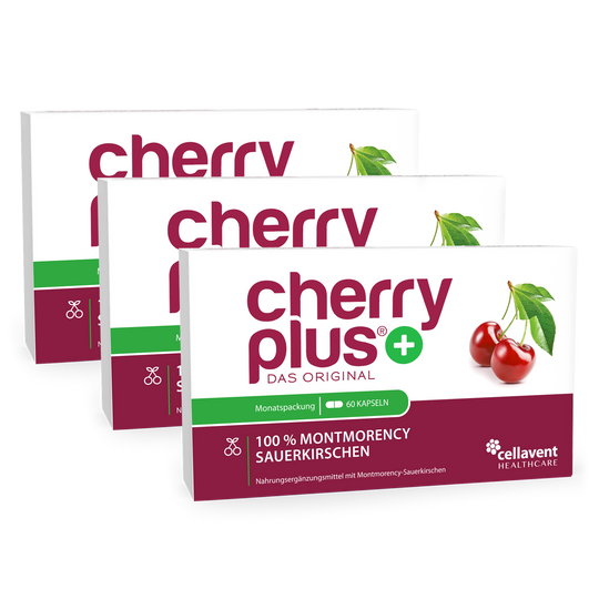 Cherry PLUS 3er-Pack - drei mal Kapseln-Verpackung von vorne