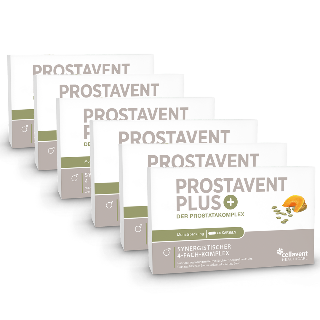 Prostavent PLUS 6er-Pack - sechs mal Kapseln-Verpackung von vorne