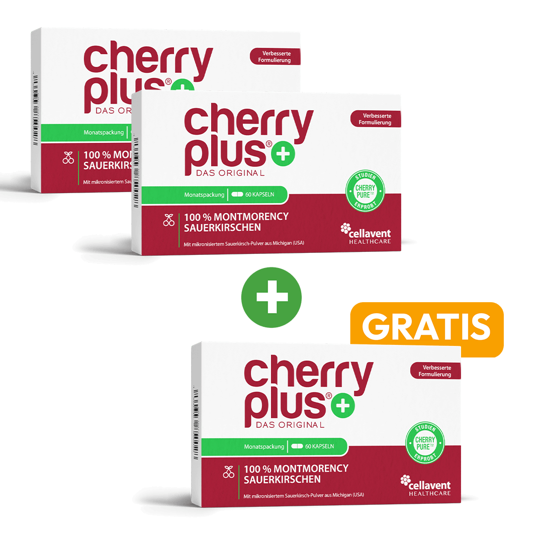 2 + 1 gratis Montmorency Sauerkirsch Kapseln Angebot - Cellavent Healthcare