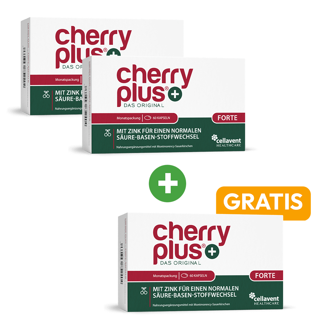 2 + 1 gratis Montmorency Sauerkirsch Kapseln Forte Angebot - Cellavent Healthcare